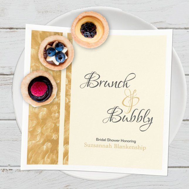 Serviette En Papier Brunch Bulles de Champagne Réception de Mariage Pé (Créateur téléchargé)