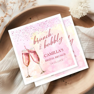 Serviette En Papier Brunch Champagne Rose Et Fête des mariées Bubble