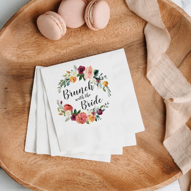 Serviette En Papier Brunch de fleurs de automne rustique avec la marié (Créateur téléchargé)