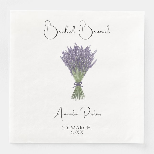 Serviette En Papier Brunch de mariage à l'aquarelle lavande (Devant)