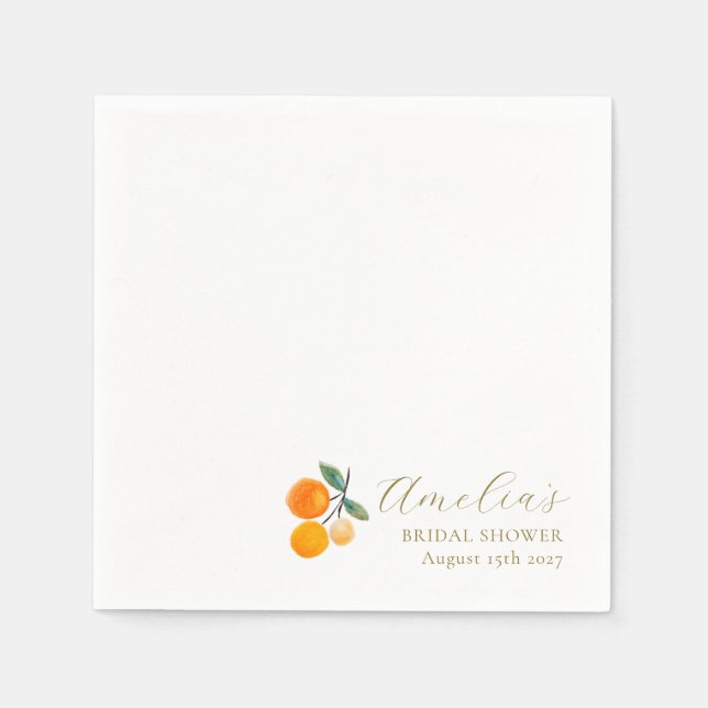 Serviette En Papier Brunch de mariage aquarelle orange Citrus personna (Devant)