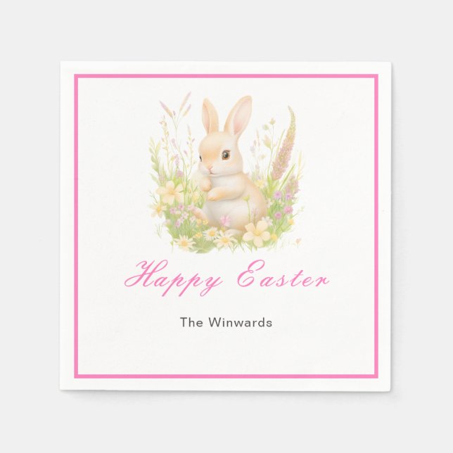 Serviette En Papier Brunch de Pâques Lapin de Printemps (Devant)