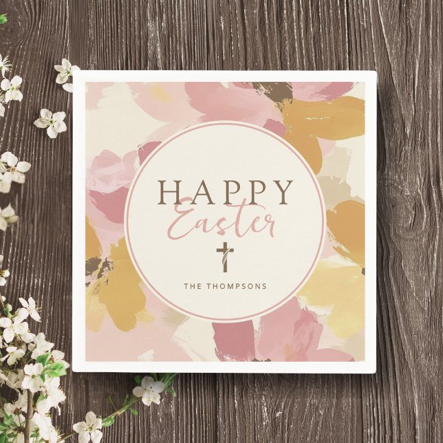 Serviette En Papier Brunch de Pâques moderne rose floral (Créateur téléchargé)