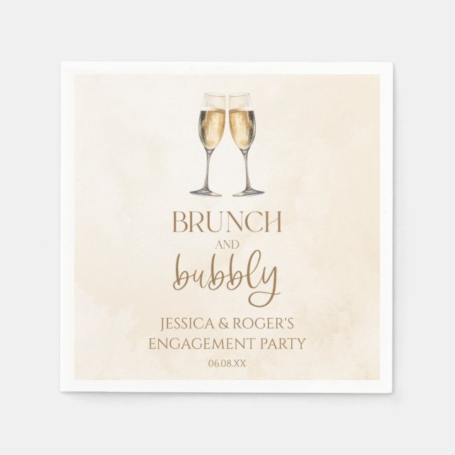 Serviette En Papier Brunch et Bubbly Engagement Party Brunch (Devant)
