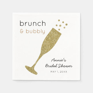 Serviette En Papier Brunch et Bubbly Faux Parties scintillant d'or Boi