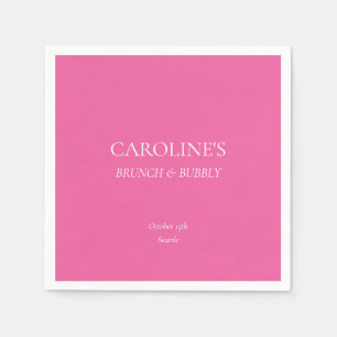 Serviette En Papier Brunch et Bubbly Rose Chaud Personnalisé pour une