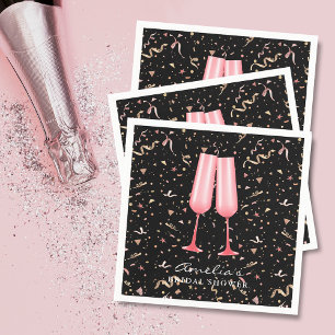 Serviette En Papier Brunch et Fête des mariées Bubbly Noir