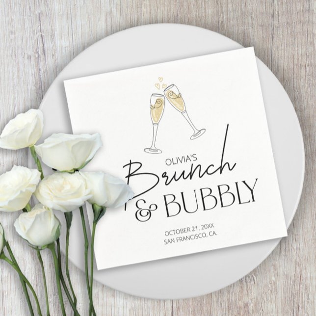 Serviette En Papier Brunch et Fête des mariées champagne Bubbly (Créateur téléchargé)