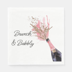 Serviette En Papier Brunch et Fête des mariées champagne rose Bubbly