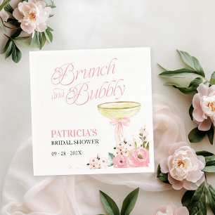 Serviette En Papier Brunch Floral Bow Rose Et Fête des mariées Bubbly