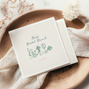 Serviette En Papier Brunch nuptial tiré à la main