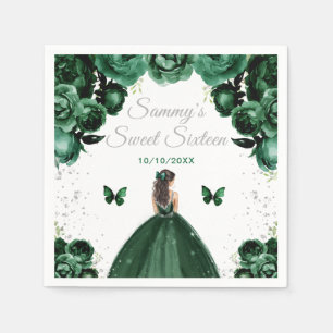 Serviette En Papier Brune verte foncée Cheveux Princesse Sweet sixteen