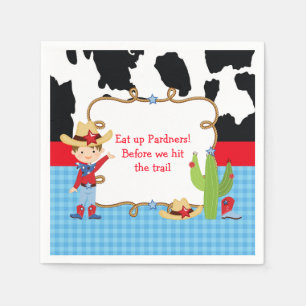 Serviette En Papier Brunette Cowboy Fête d'anniversaire de l'Ouest