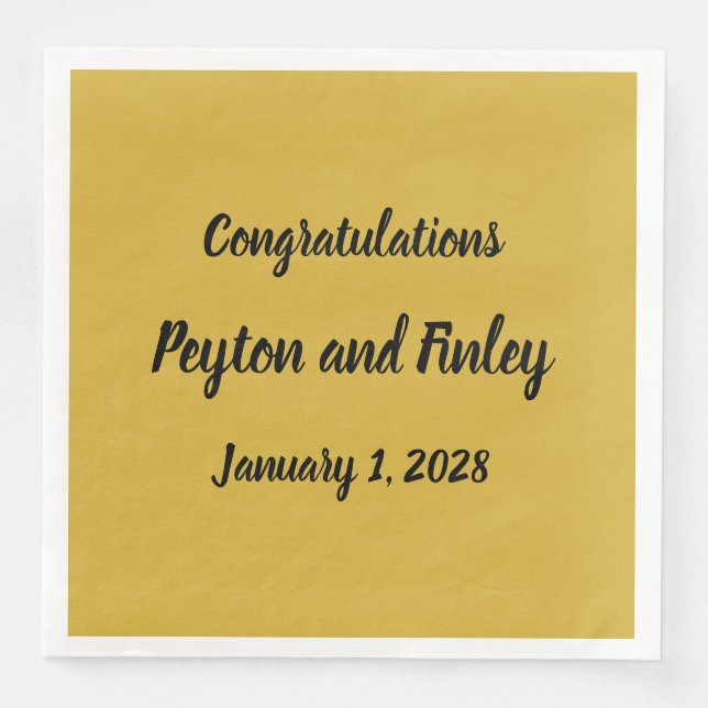 Serviette En Papier Brush Brush Script Gold (Devant)