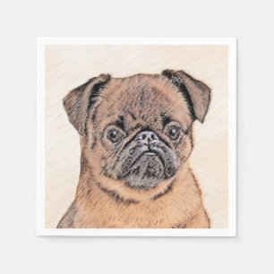 Serviette En Papier Bruxelles Griffon Smooth Painting Original Chien A
