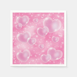 Serviette En Papier Bubble rose Coeurs mignonne Girly 90's Style