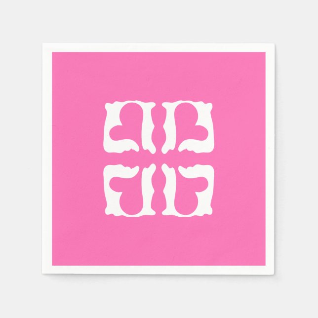 Serviette En Papier Bubblegum Coeurs rose et blanc (Devant)