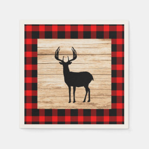 Serviette En Papier Buck Deer Silhouette Buffalo Bois Plaid
