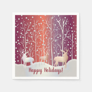 Serviette En Papier Bucks, arbres et neige Abstraits