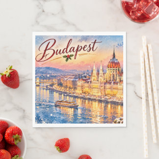 Serviette En Papier Budapest Hongrie Danube Parlement Noël