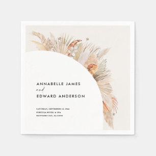 Serviette En Papier budget bohème terre cuite pampas herbe mariage