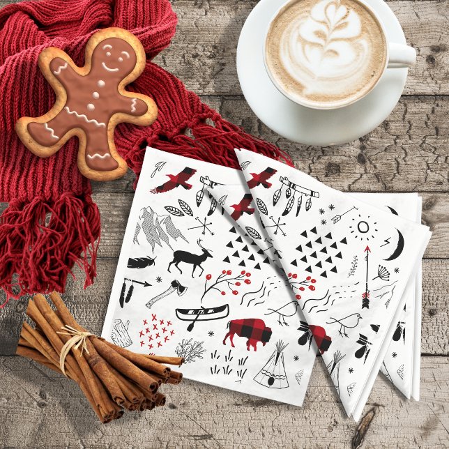 Serviette En Papier Buffalo Adventures Black and Red Plaid ID599 (Créateur téléchargé)