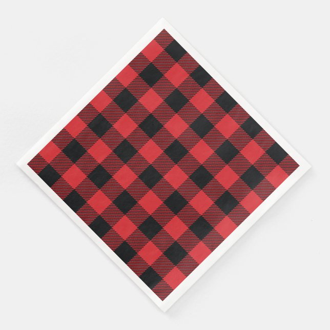 Serviette En Papier Buffalo Check Red et Black Holiday (Coin)