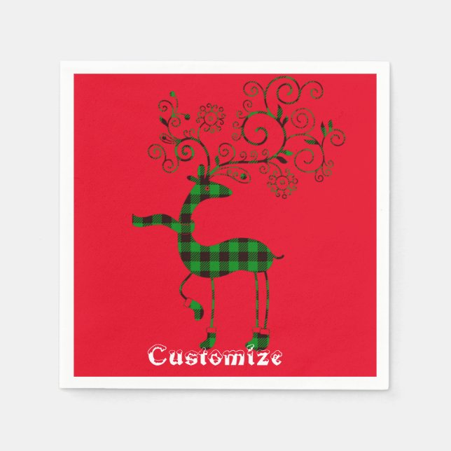 Serviette En Papier Buffalo Plaid Christmas Deer Thunder_Cove (Devant)