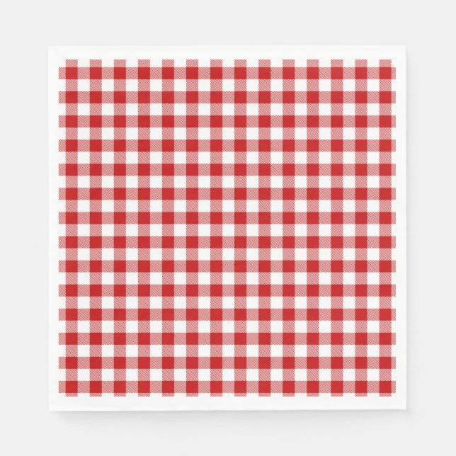 Serviette En Papier Buffalo Plaid Red White Classic Party Fun (Devant)