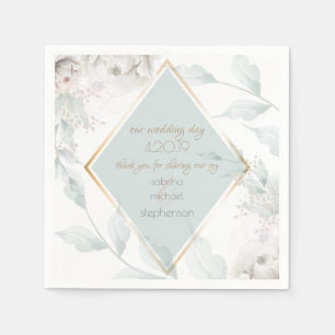 Serviette En Papier Buffet mariage Elégant Albâtre blanc floral
