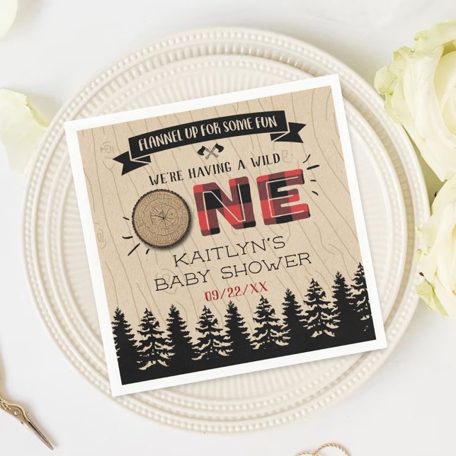 Serviette En Papier Buffle de forêt rustique Plaid Wild Un Baby shower (Créateur téléchargé)
