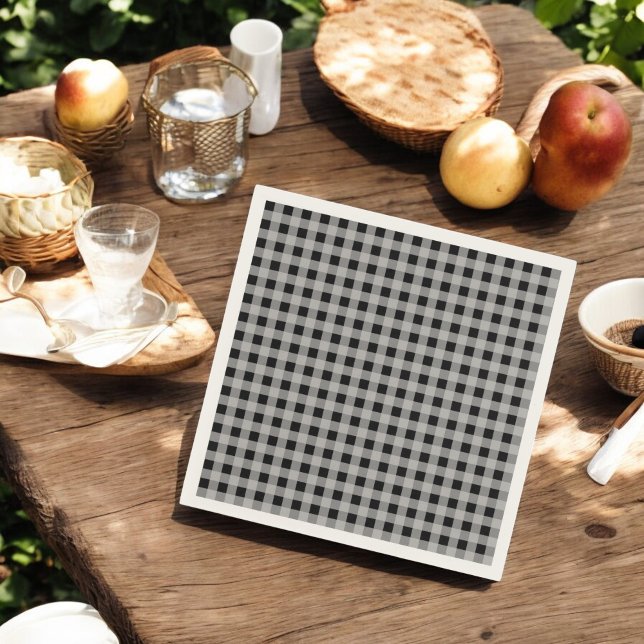 Serviette En Papier Buffle gris noir Plaid Holiday (Créateur téléchargé)