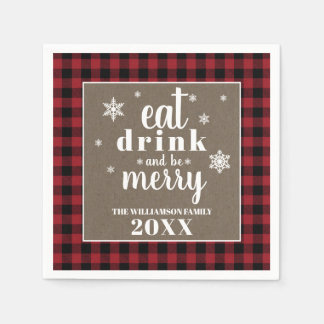 Serviette En Papier Buffle rouge rustique plaqué Noël