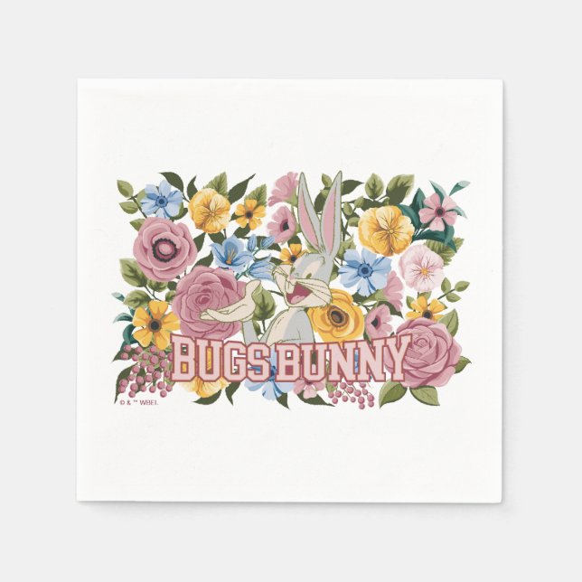 Serviette En Papier BUGS BUNNY™ Broderie Florale Graphique (Devant)