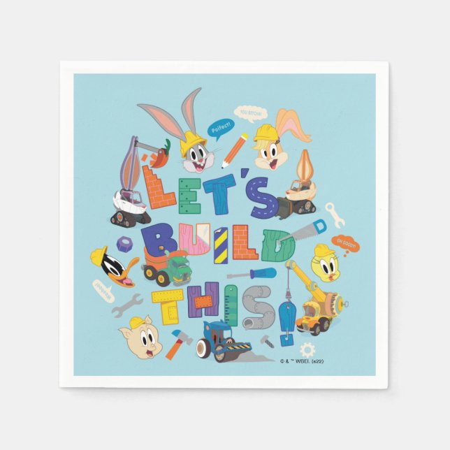Serviette En Papier BUGS BUNNY BUILDERS™| Collage "Construisons Cela" (Devant)
