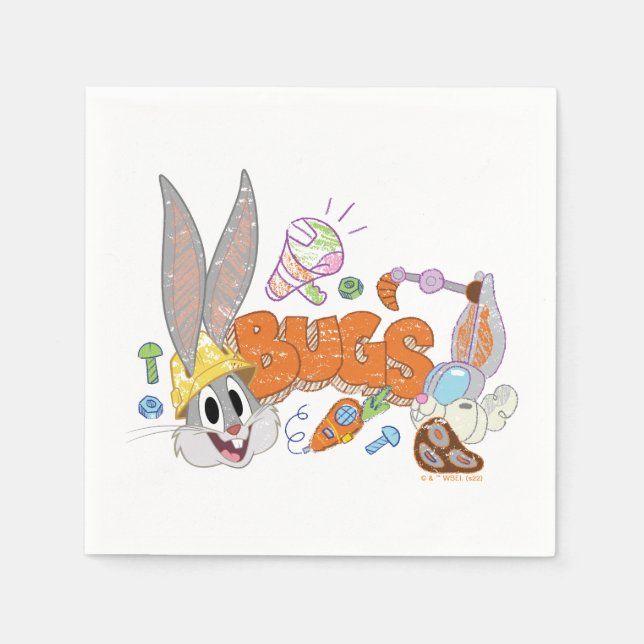 Serviette En Papier BUGS BUNNY BUILDERS™| Croquis de BUGS BUNNY™ (Devant)