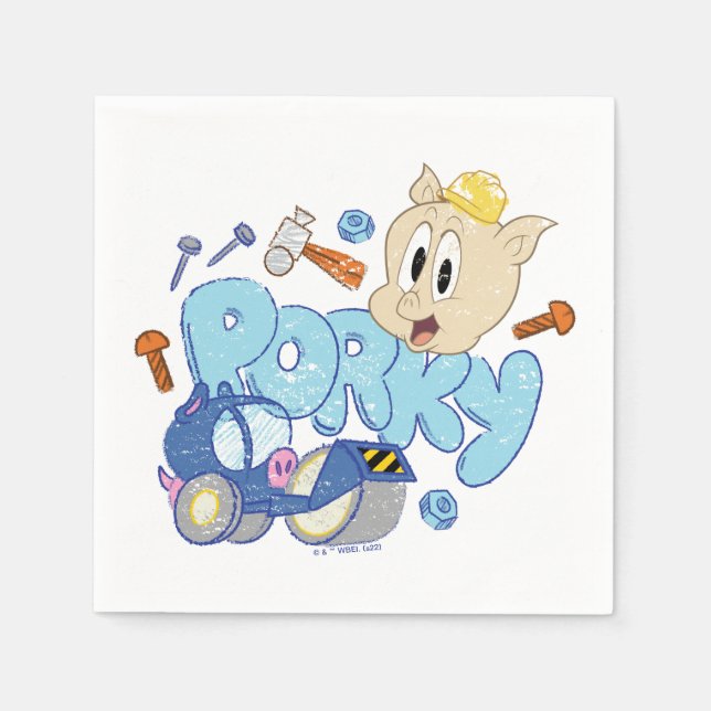 Serviette En Papier BUGS BUNNY BUILDERS™| Dessin de Porky (Devant)