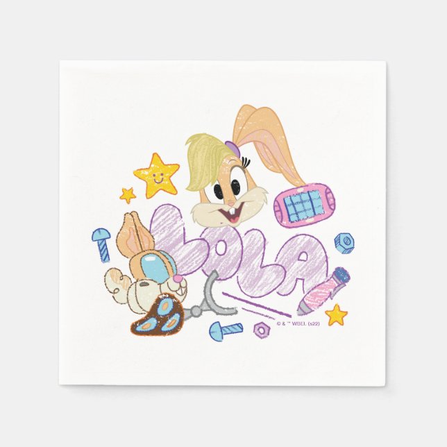 Serviette En Papier BUGS BUNNY BUILDERS™| Lola Sketch Art (Devant)
