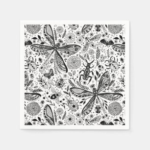 Serviette En Papier Bugs de Doodle sur bleu foncé