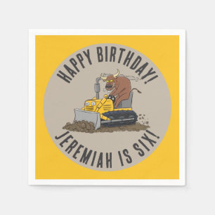 Serviette En Papier Bull conduite bulldozer anniversaire personnalisé