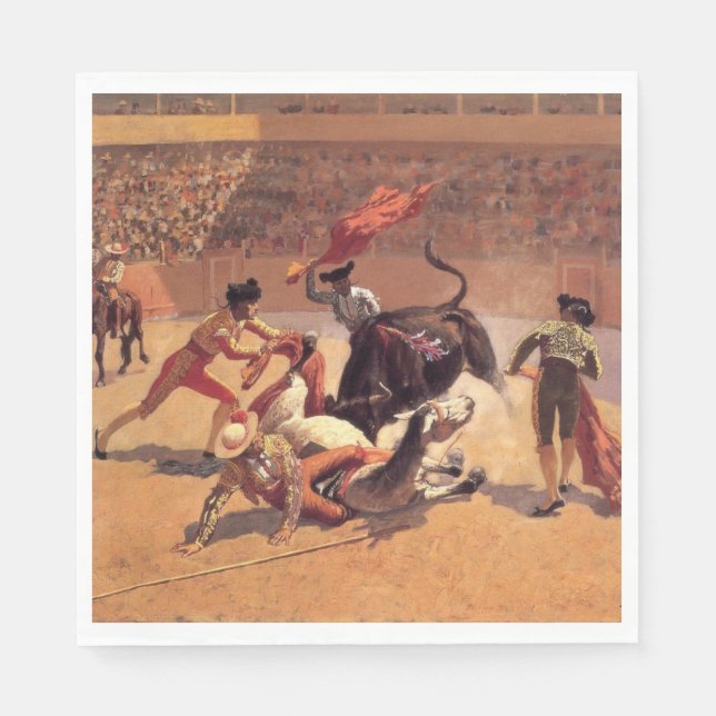 Serviette En Papier Bull Fight in Mexico (par Frederic Remington) (Devant)