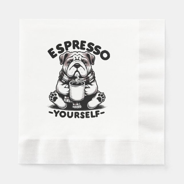 Serviette En Papier Bulldog au café chaud espresso (Devant)