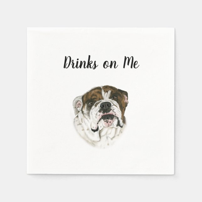 Serviette En Papier BullDog Cocktail Napkins (Devant)