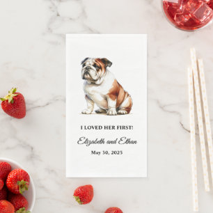 Serviette En Papier Bulldog Mariage de chien personnalisé