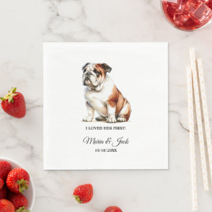 Serviette En Papier Bulldog Personnalisé Chien J'Ai Aimé Son Premier M