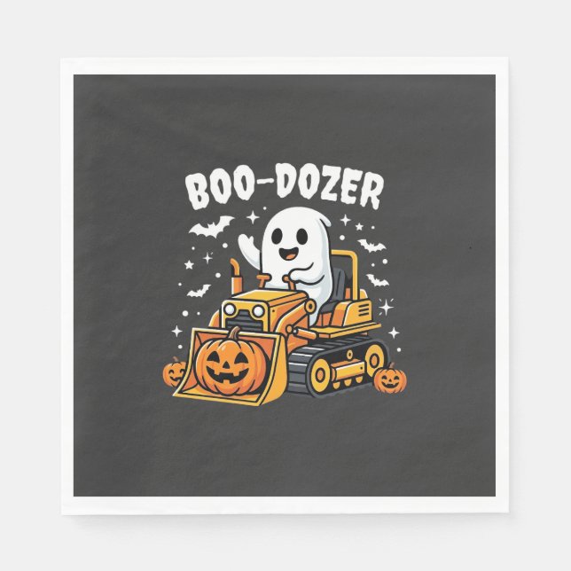 Serviette En Papier Bulldozer fantôme Halloween Boo Dozer_1 (Devant)