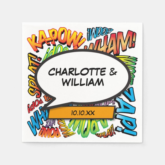 Serviette En Papier Bulle de bande dessinée Fun moderne (Devant)