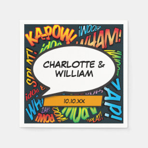 Serviette En Papier Bulle de bande dessinée typographique amusante mod