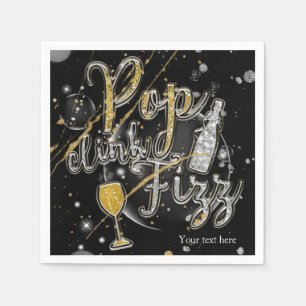 Serviette En Papier Bulle de Champagne FIZZ CLIC POP Fête Célébration