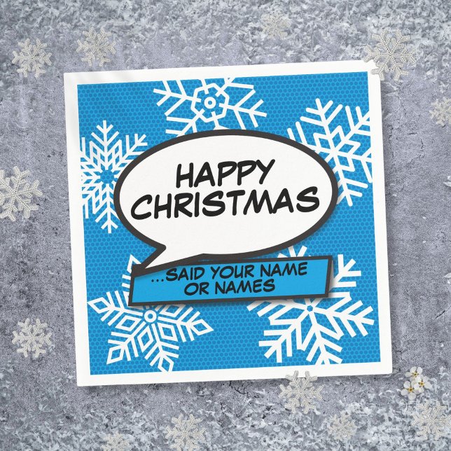 Serviette En Papier Bulle de texte Fun Comic Book pour flocons de neig (Snowflakes Speech Bubble Fun Comic Book Napkins)
